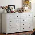 White Wood Dresser with 10 Deep Drawers Y177