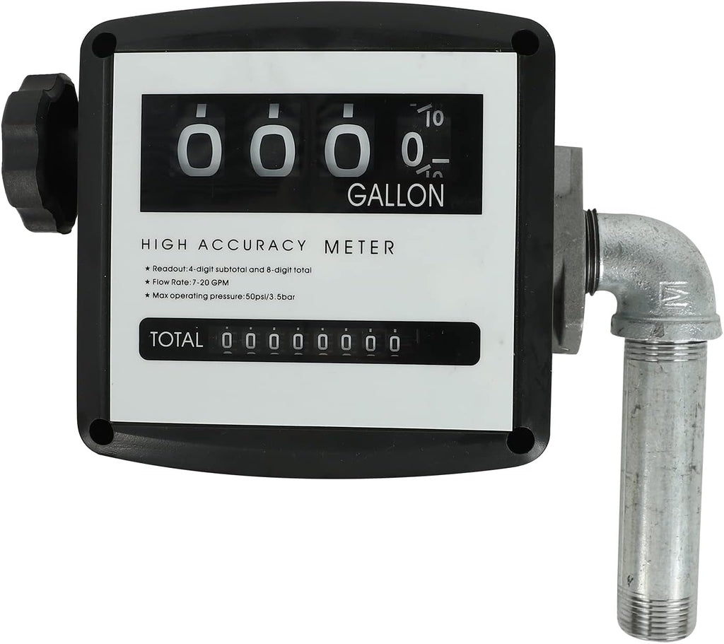 Mechanical Fuel Flow Meter 7-20 GPM 4-Digital Batch Display 50 PSI Pack of 2 Y6913