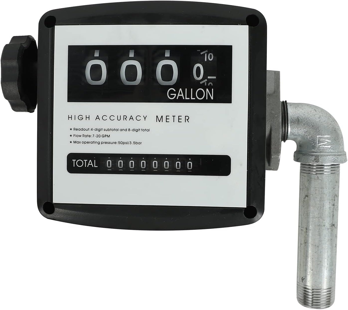 Mechanical Fuel Flow Meter 7-20 GPM 4-Digital Batch Display 50 PSI Pack of 2 Y6913