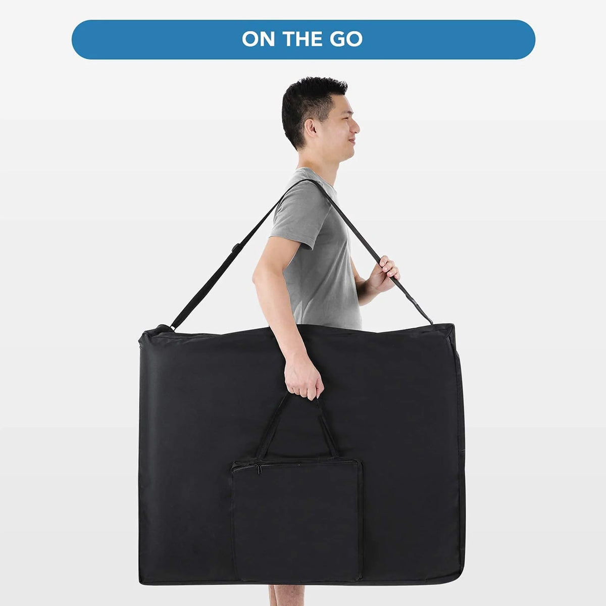 Portable Height Adjustable 3 Sections Wooden Massage Table with Face Hole and Carrying Bag Q204191