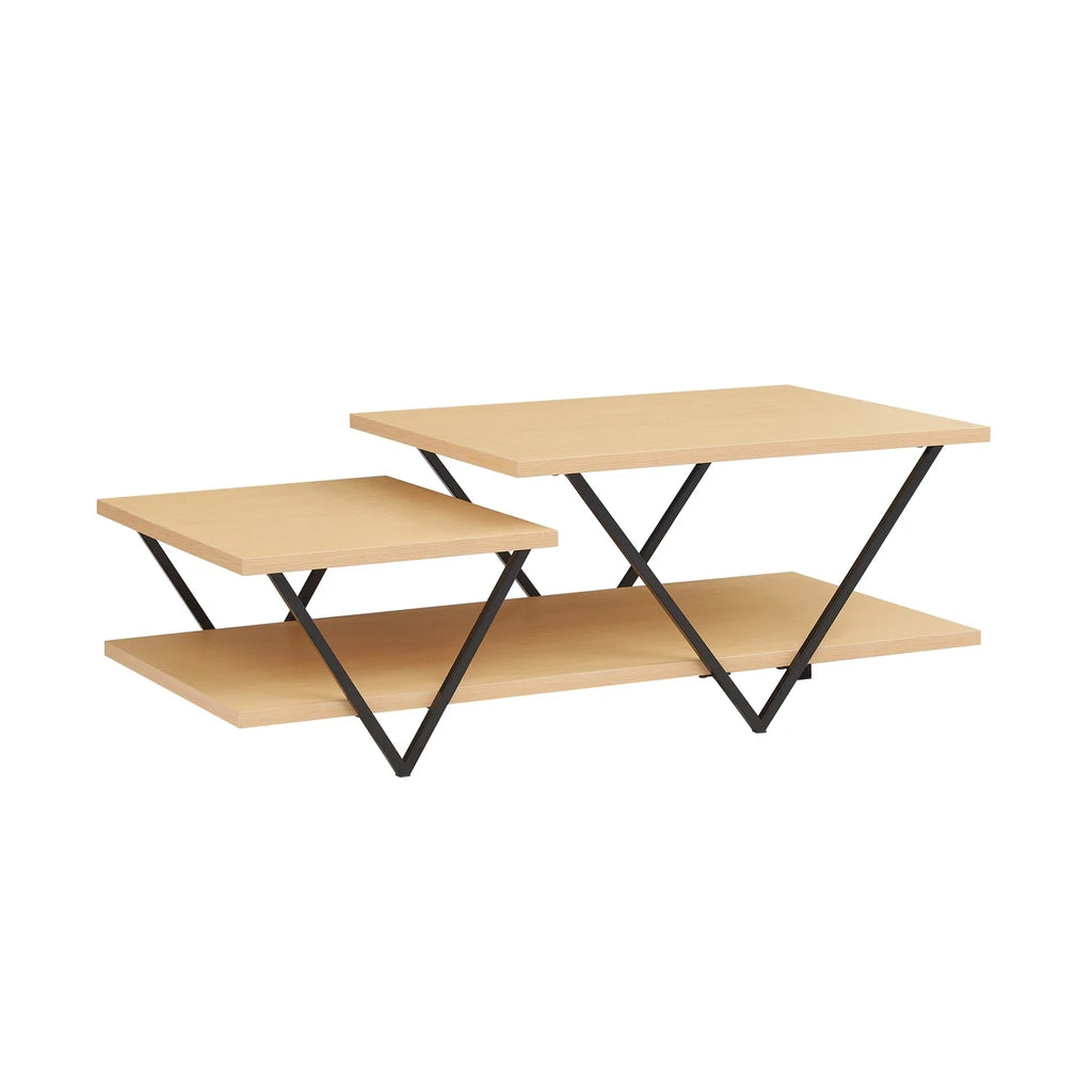 48 Inch 2 Tier Coffee Table with Bottom Shelf D1141