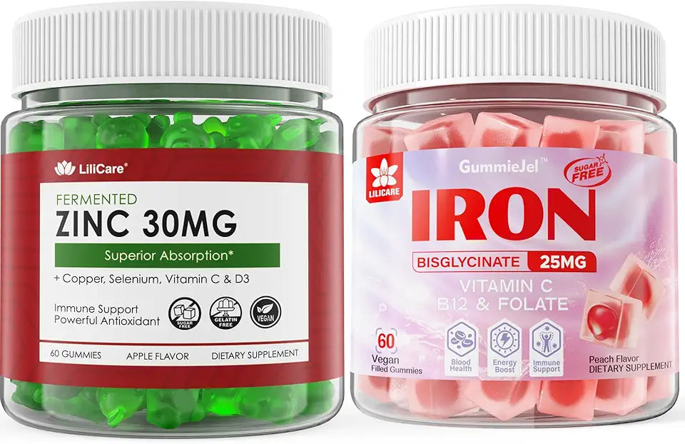 Sugar Free Zinc Gummies 2 Pack + Vegan Iron Gummies 1 Pack D979788