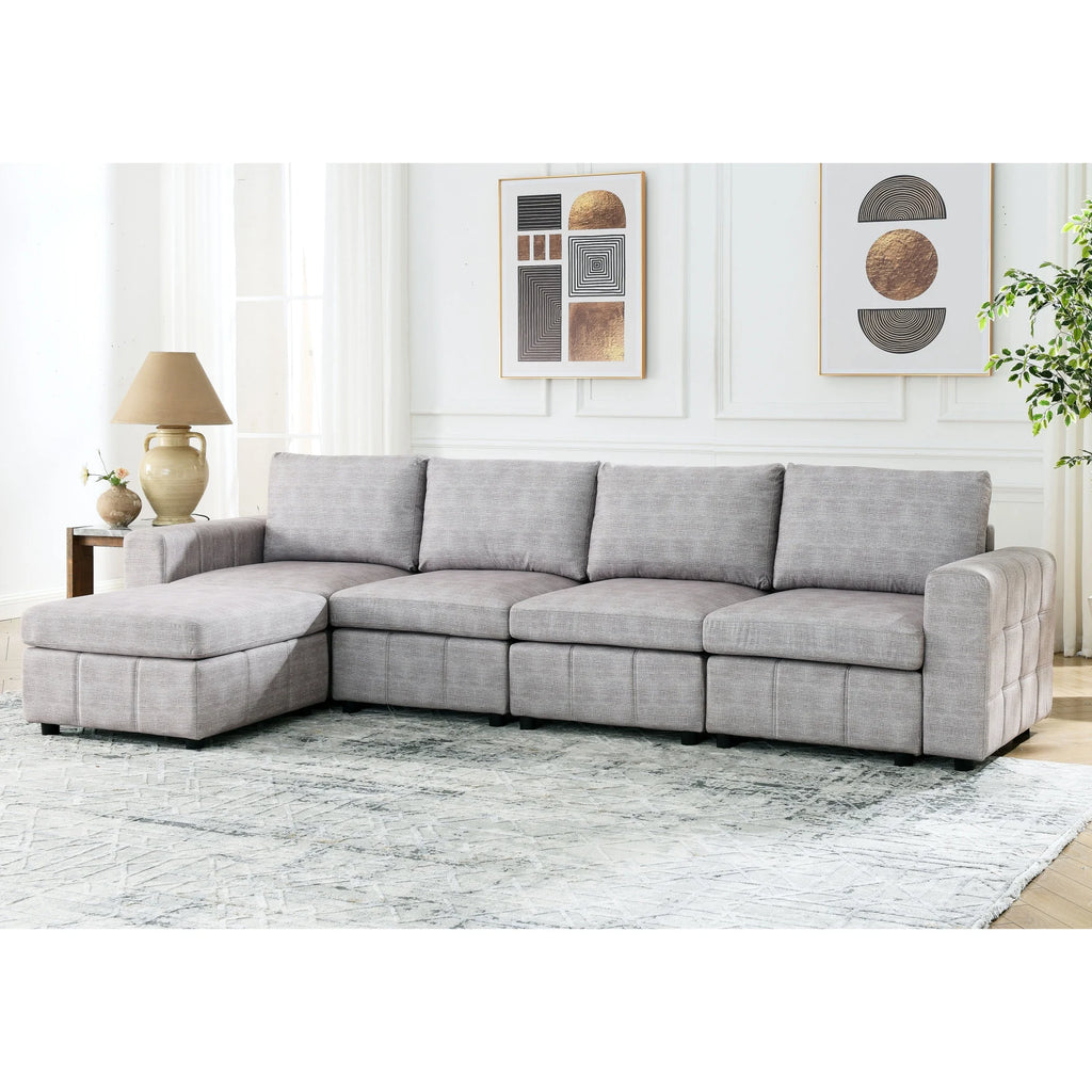 L Shaped Upholstered Modular Sectional Sofa B19564