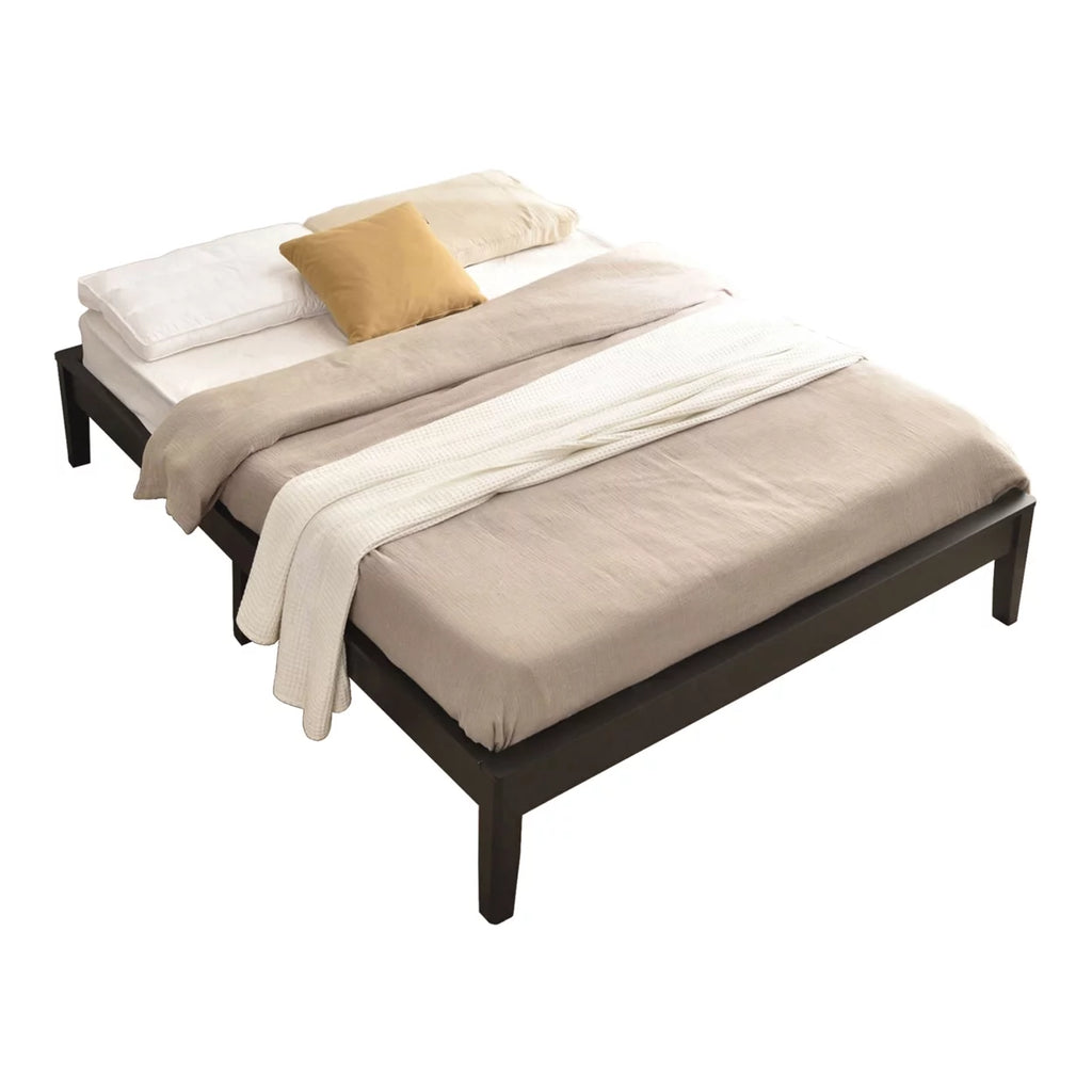 Black Queen Solid Pine Wood Platform Bed Frame T84806