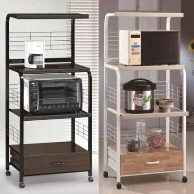Black Kitchen Cart with Microwave Shelf I356501