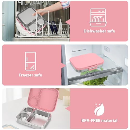 Stainless Steel 3-Compartment Leakproof Lunch Box P800