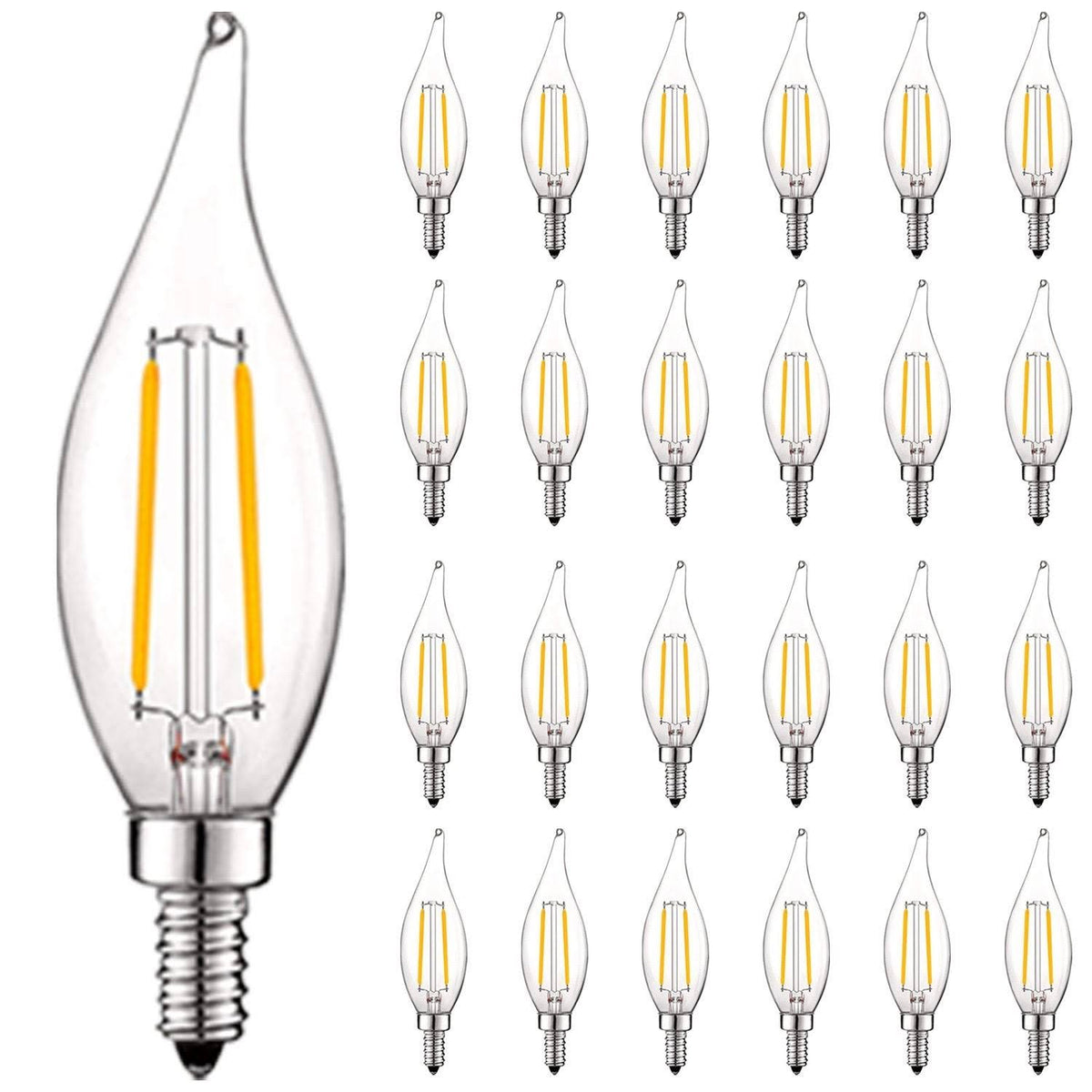 24 Pack Dimmable 4W LED Candelabra Bulbs E12 Base N52258
