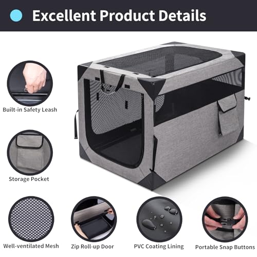 30 Inch Light Grey Collapsible Soft Dog Crate D28882