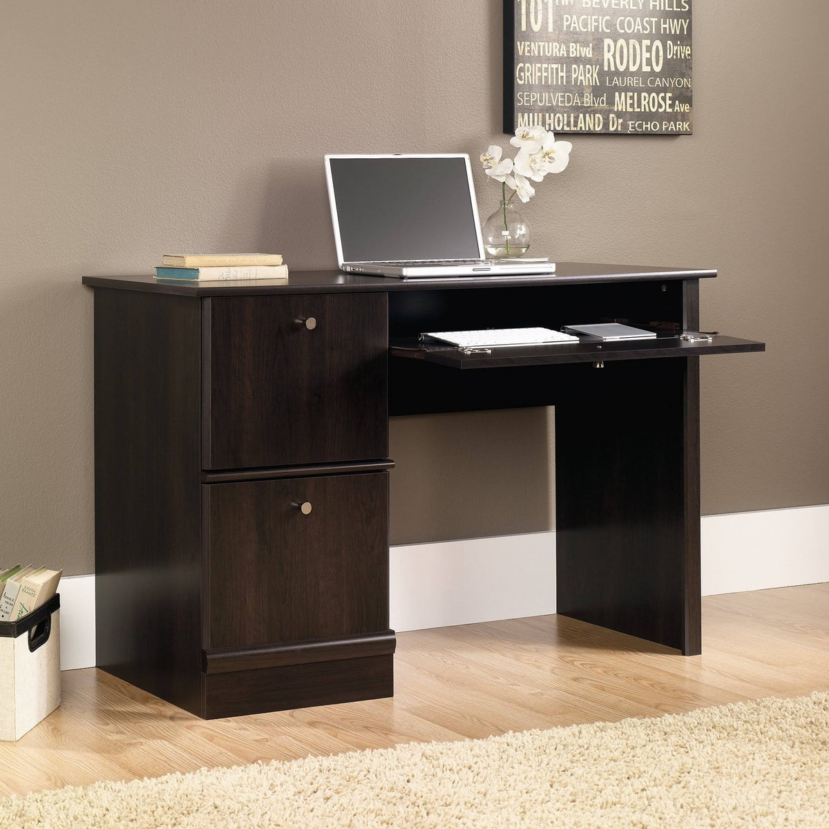 Computer Desk with Keyboard Tray in Cinnamon Cherry V2716