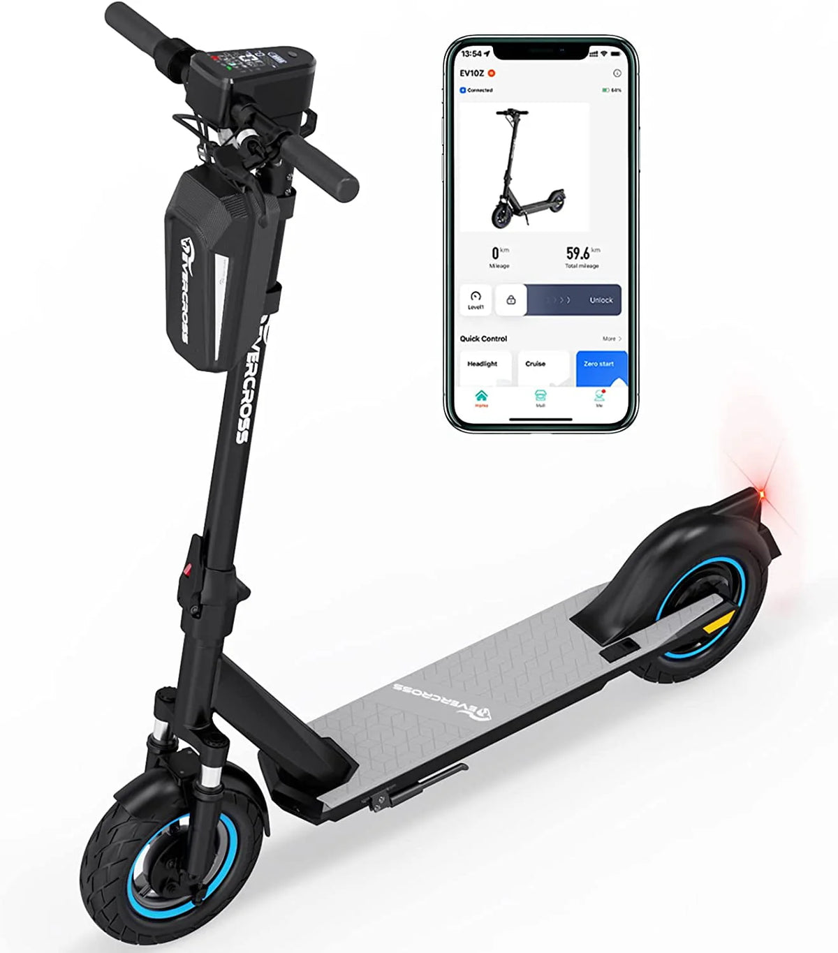 Electric Scooter with 10 Solid Tires, 500W Motor, 22 Miles Battery V988