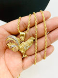 18K Gold Filled Chicken Rooster Pendant Necklace 24" G92936