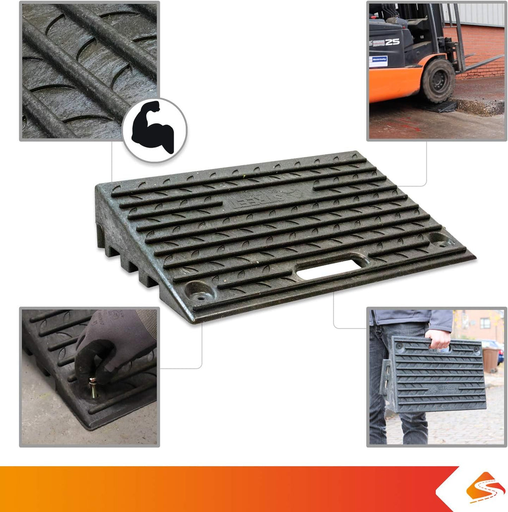4 Inch Driveway Curb Ramp Pack of 2, Heavy Duty Rubber Ramps Z4417