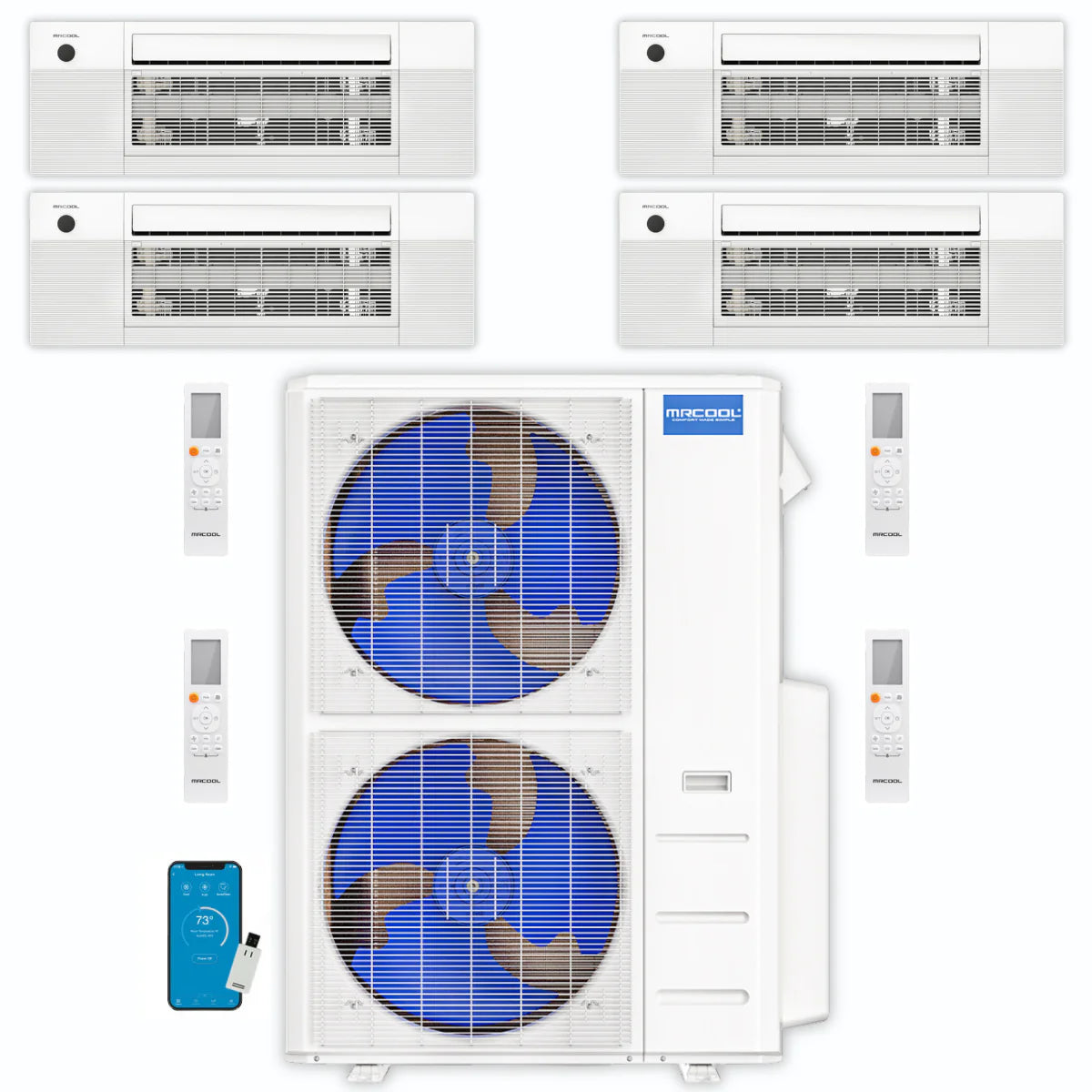 48,000 BTU 4 Zone Ceiling Cassette Ductless Air Conditioner and Heat Pump A261