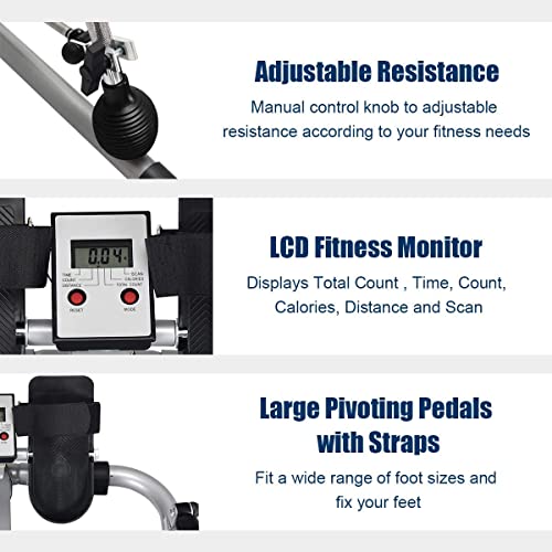Hydraulic Rowing Machine with LCD Monitor and Adjustable Resistance N702530