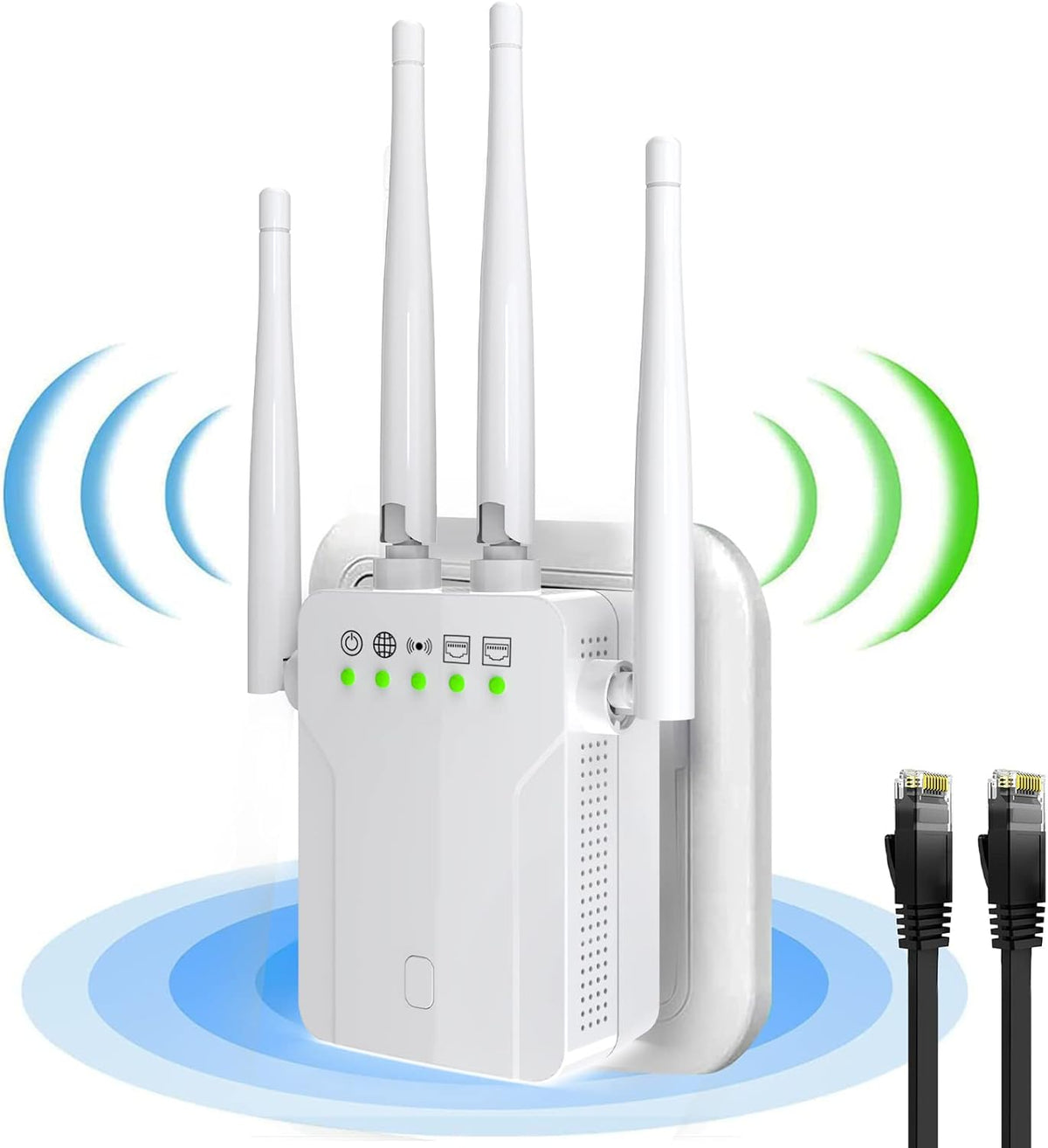 White Pack of 2 WiFi Extender with 10 Feet Ethernet Cable Z74918