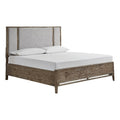 Wood Cal.King Panel Bed with Upholstered Headboard in Brown M193