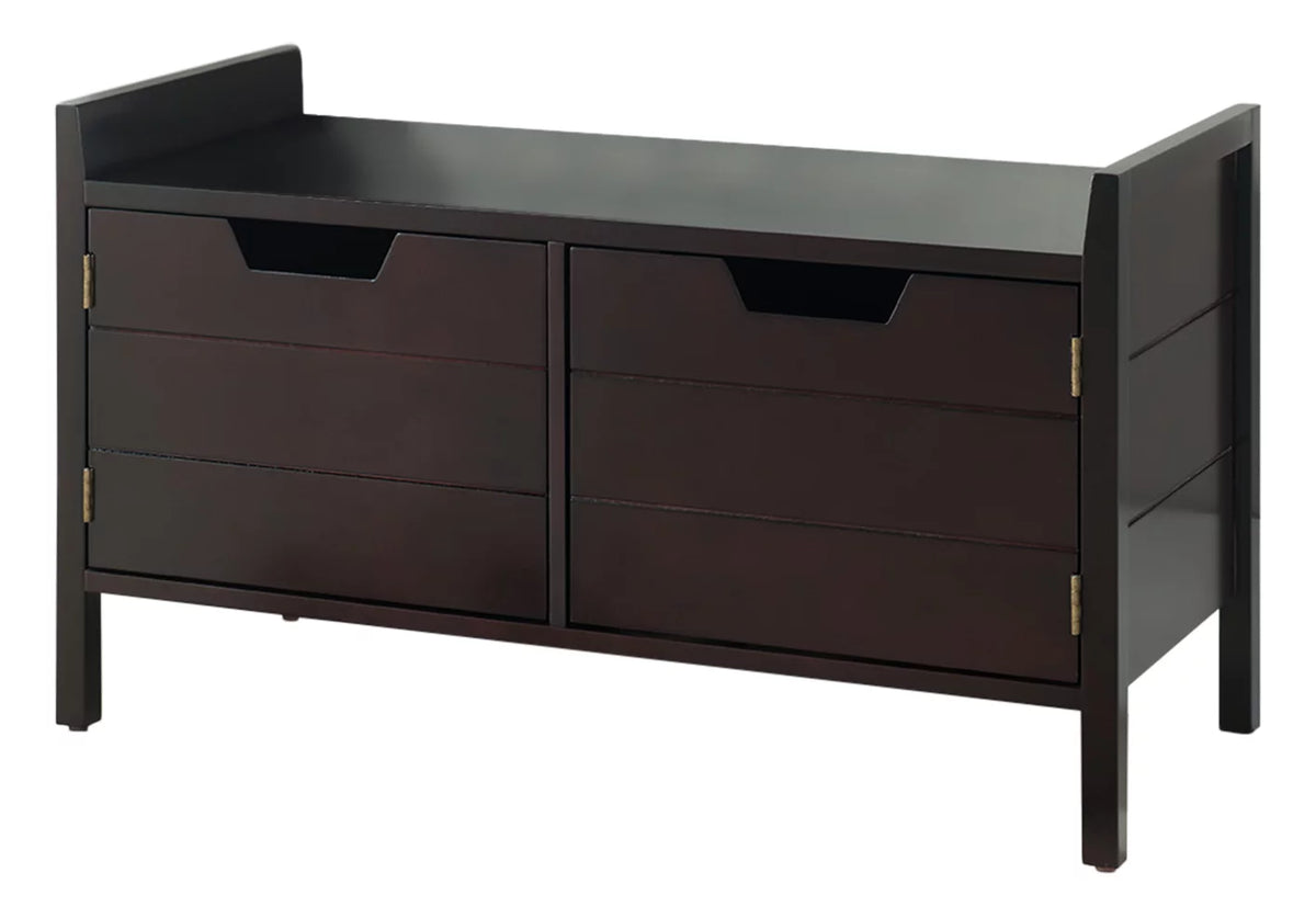 Espresso Wood Shoe Bench with Cabinet Storage A477