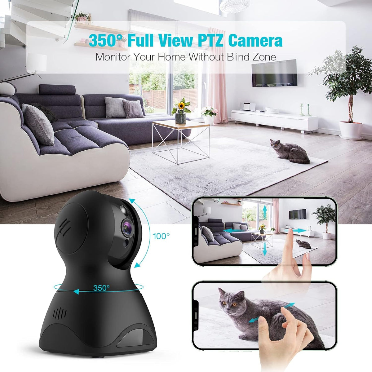1080P WiFi Pan/Tilt Pet Camera with Night Vision M21464
