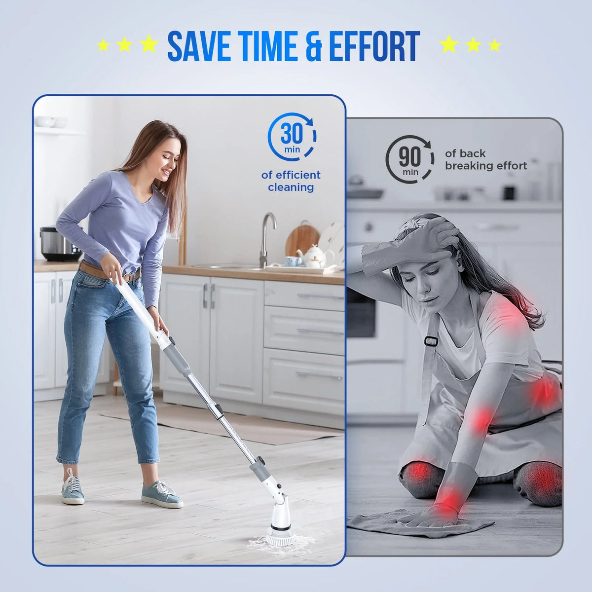 Cordless Electric Spin Scrubber with 4 Heads D7466