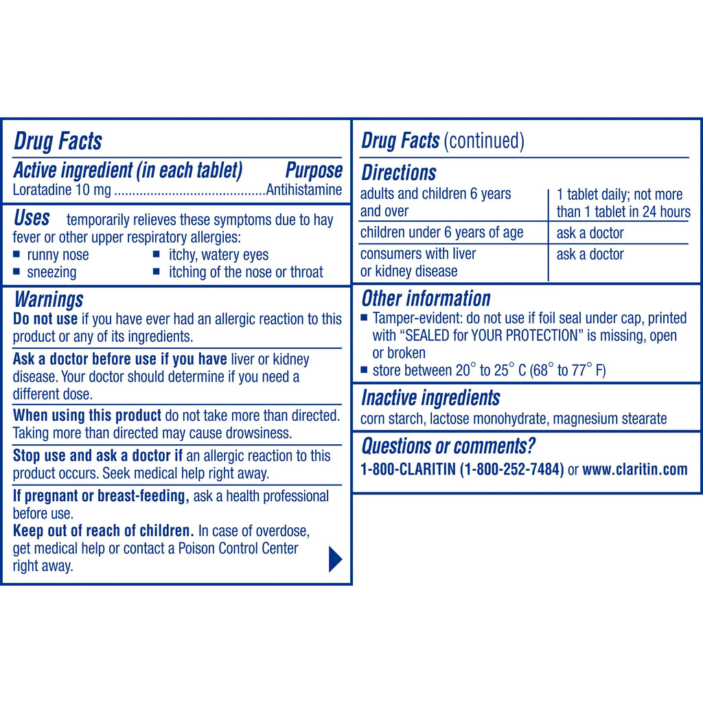 10 mg Non Drowsy Allergy Relief Tablets D609568
