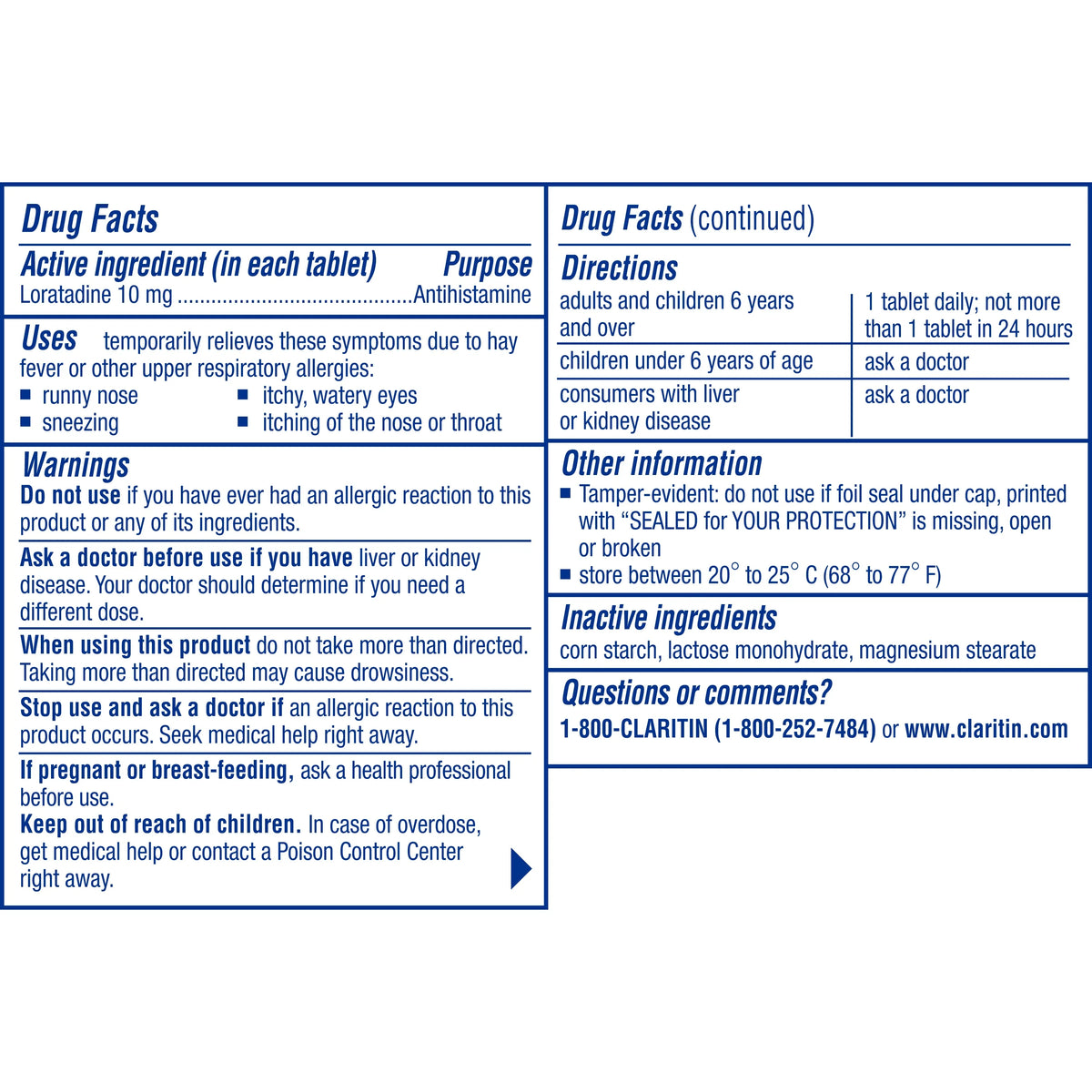 10 mg Non Drowsy Allergy Relief Tablets D609568