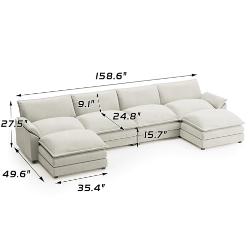 Dark Grey Chenille U Shaped Modular Sofa with Ottoman E303