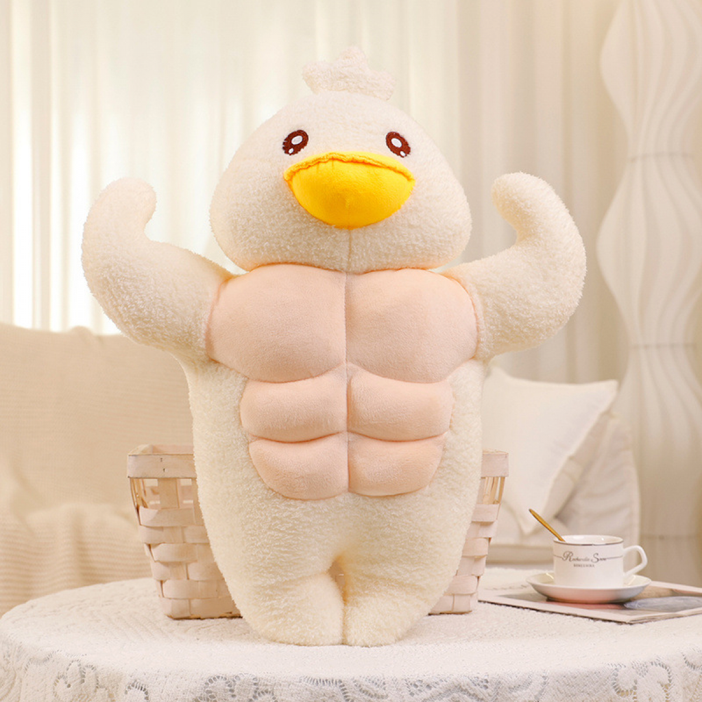 White 3D Muscular Duck Plush 21.6in B17400