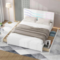 Queen Size Wood Platform Bed Frame with Headboard and 4 Storage Drawers P7893