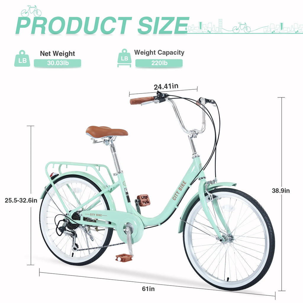 22" Aluminum Alloy 7 Speed Green Bicycle X24562