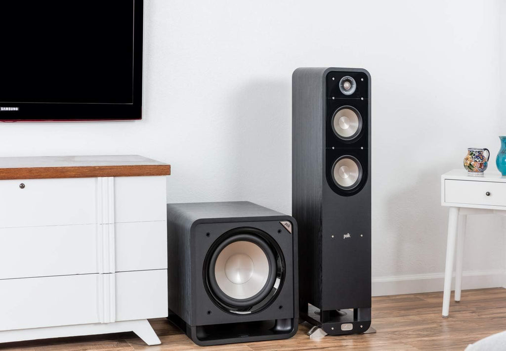 Powered Subwoofer with 12” Woofer, 400W Amp, Washed Black Walnut Q79253