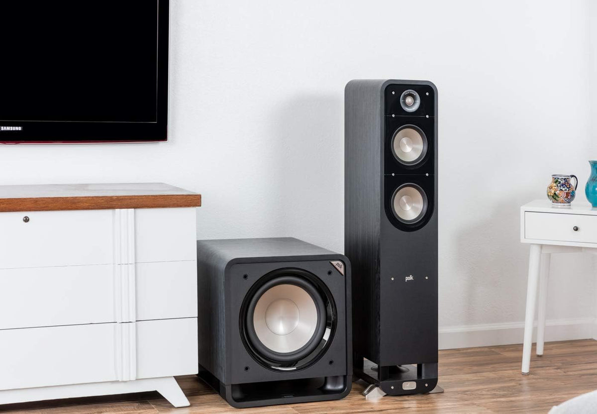 Powered Subwoofer with 12” Woofer, 400W Amp, Washed Black Walnut Q79253