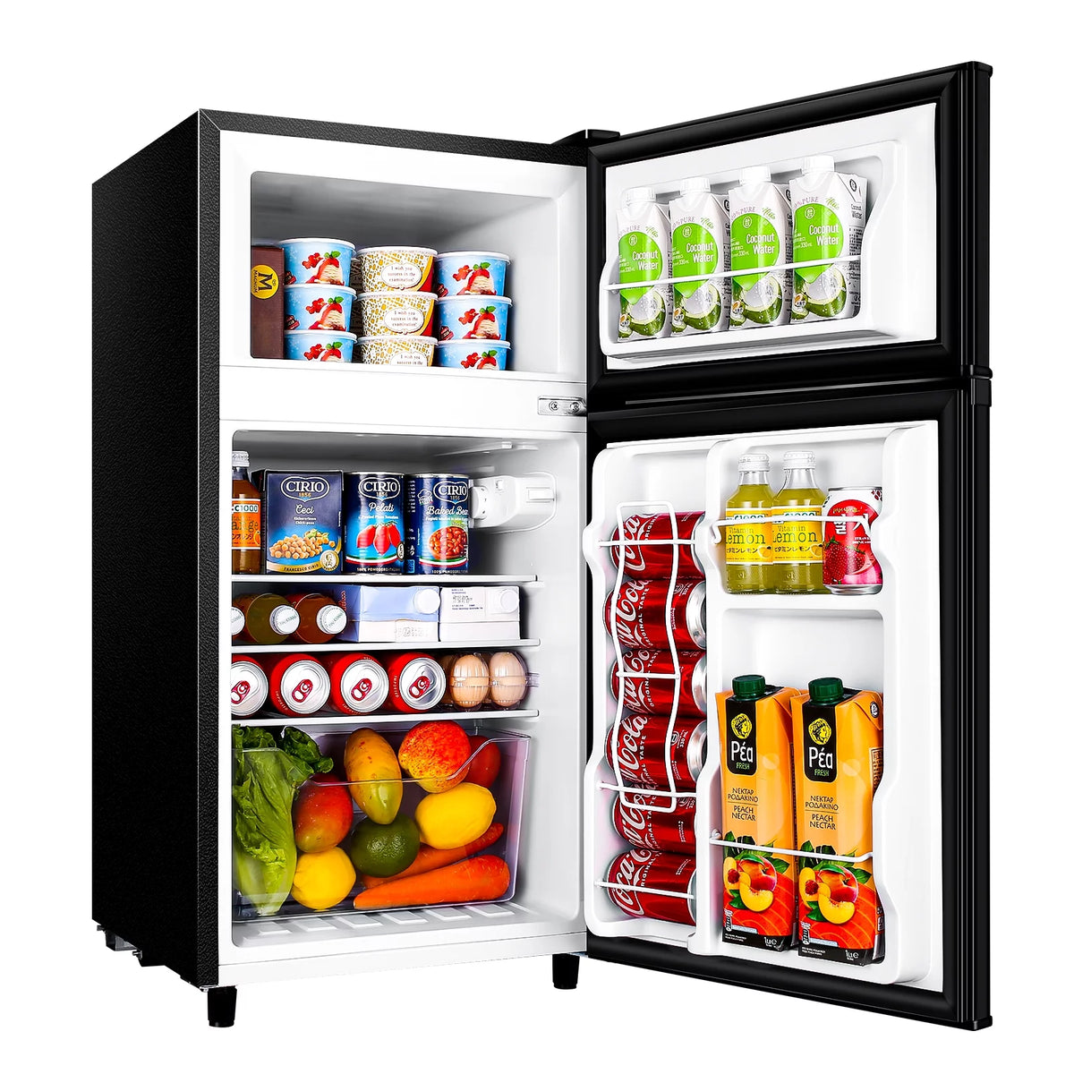 3.5 Cu ft Two Door Mini Fridge with Freezer, Black L471331