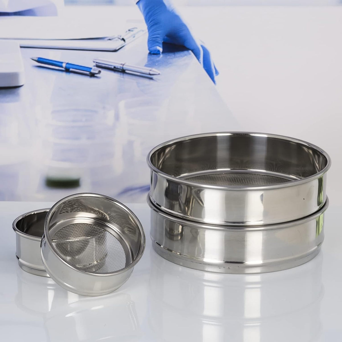 800 Mesh 8'' Diameter 304 Stainless Steel Test Sieve Pack of 2 O759907
