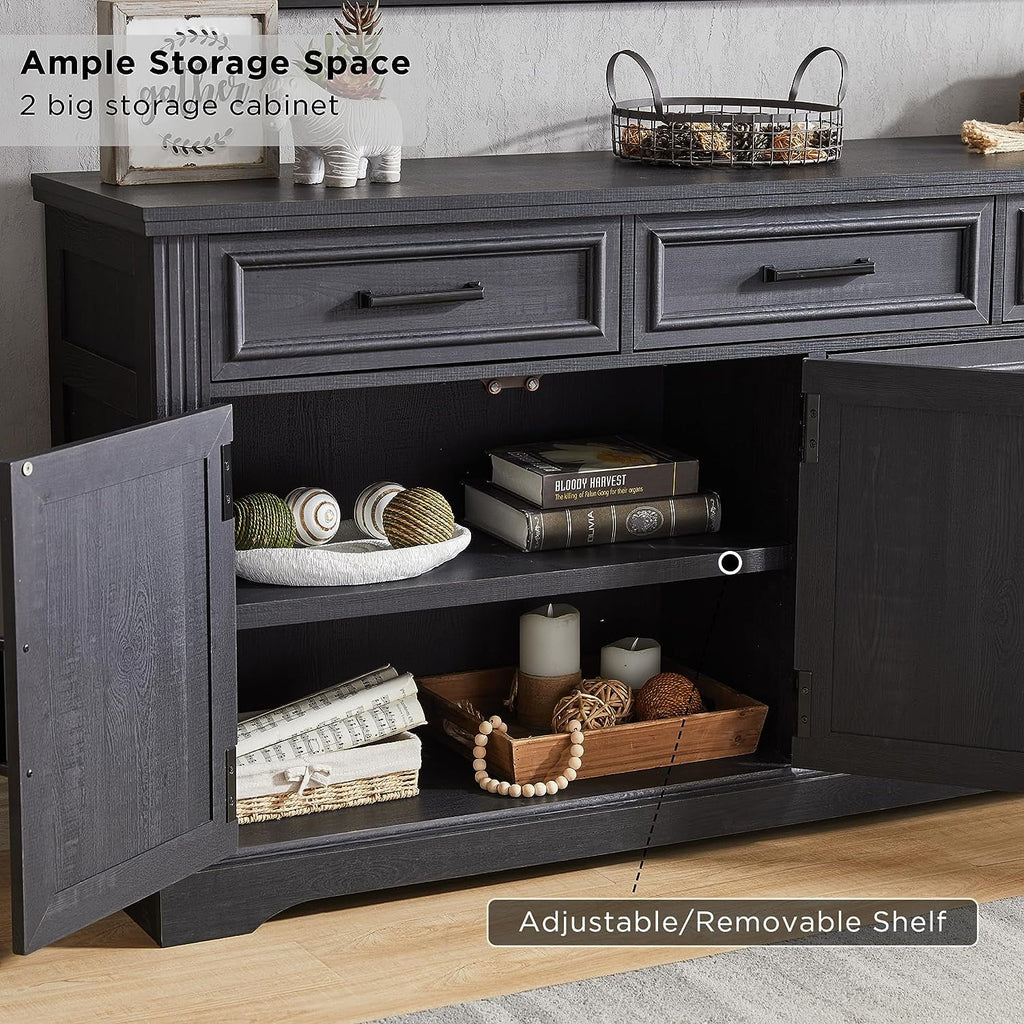 Black 3 Drawer 4 Door Sideboard Storage Cabinet U116030