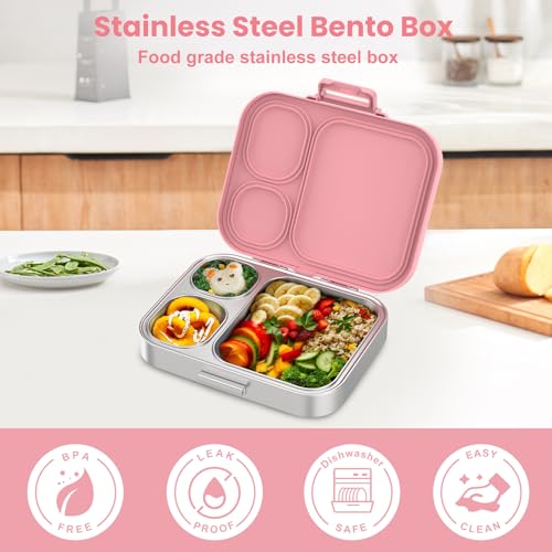 Stainless Steel 3-Compartment Leakproof Lunch Box P800