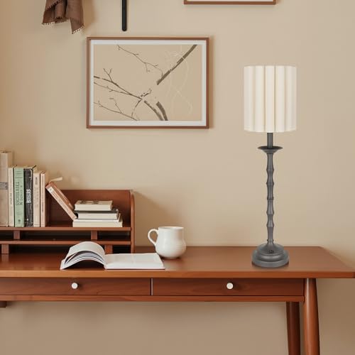 Black Scalloped Table Lamp with Bamboo Lamp Post H2170