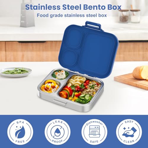 Stainless Steel 3-Compartment Leakproof Lunch Box P800