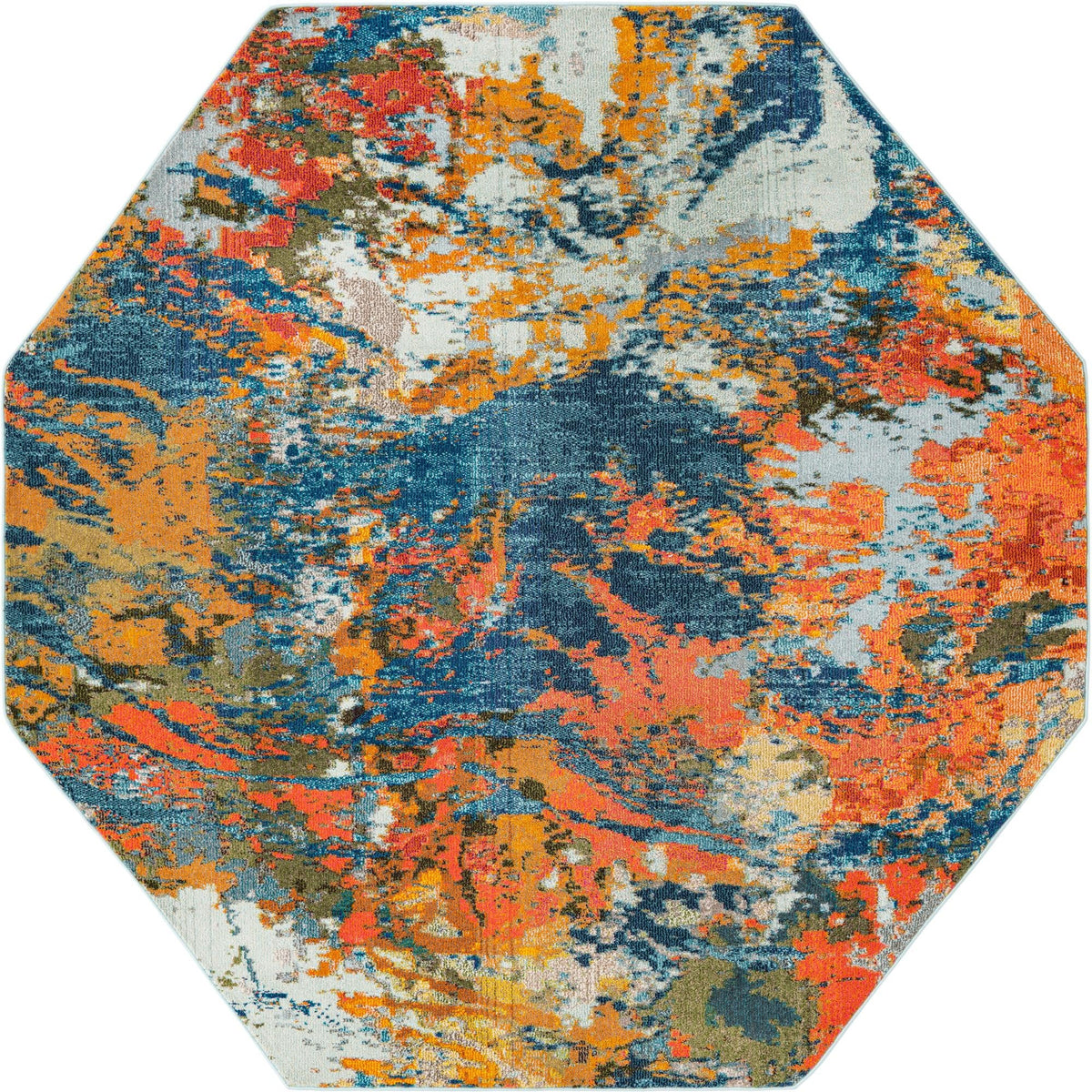 8 Ft Octagon Multi Medium-Pile Rug F708287