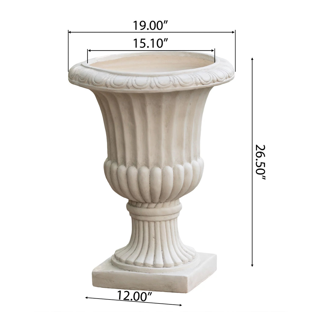 Antique White Concrete Urn Planter M215611