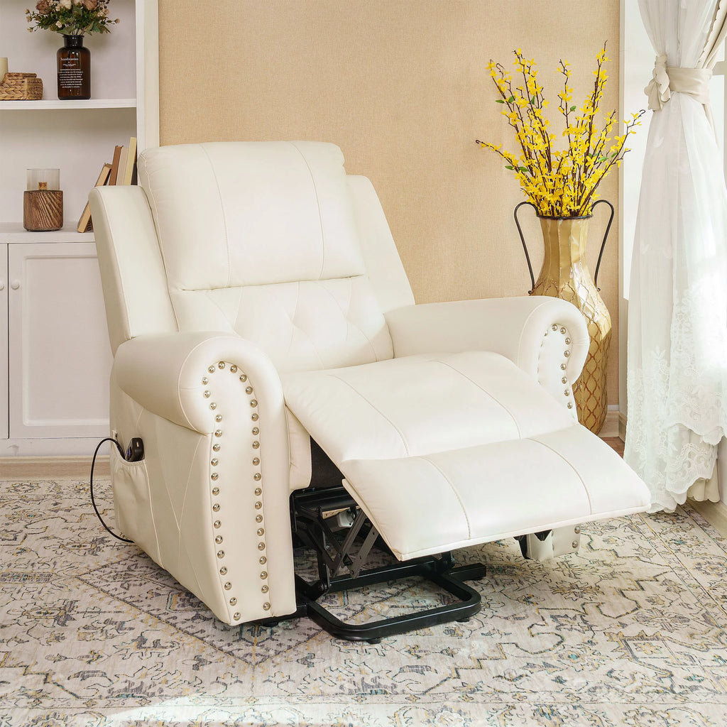 Oversized Leather Power Lift Recliner Chair with Footrest A302