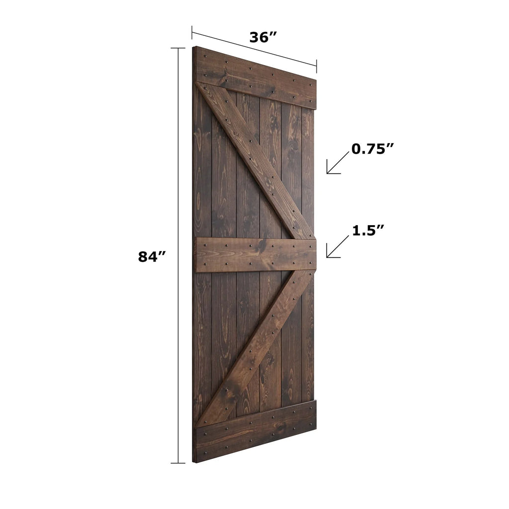 Knotty Pine Wood Sliding Barn Door With Hardware Kit E76389