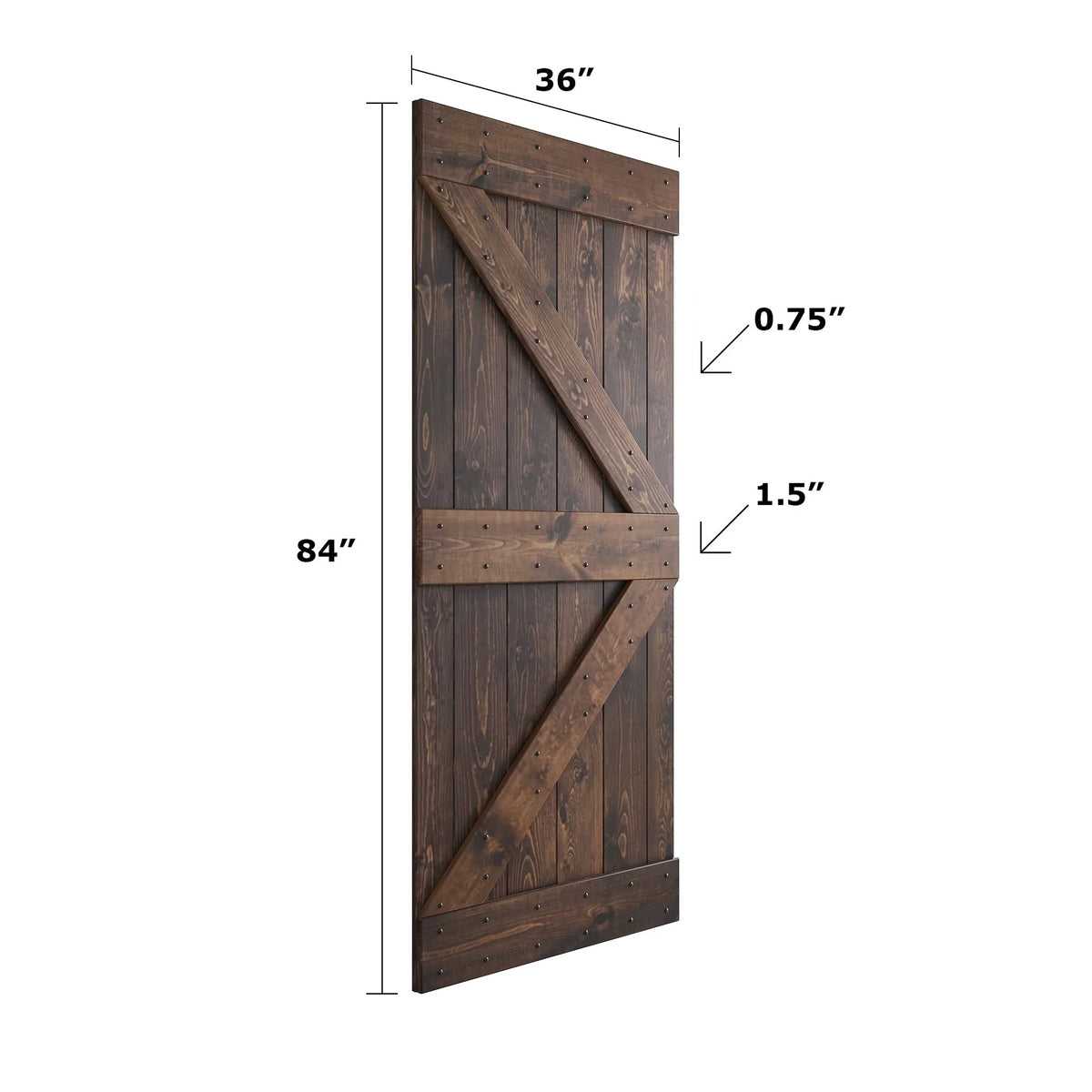 Knotty Pine Wood Sliding Barn Door With Hardware Kit E76389