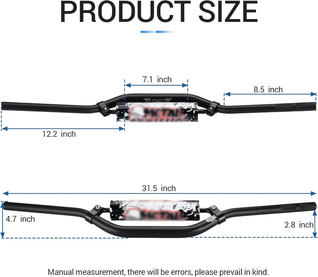 1 1/8" 28mm Handlebars 4 Pcs with Bar Pad, Universal Grips, Handlebar Brackets (Black) Pack of 2 L558913