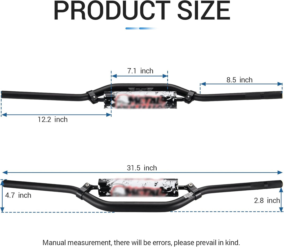 1 1/8" 28mm Handlebars 4 Pcs with Bar Pad, Universal Grips, Handlebar Brackets (Black) Pack of 2 L558913