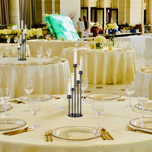 Black 5 Head Glass Cylinders Metal Candelabra F264413
