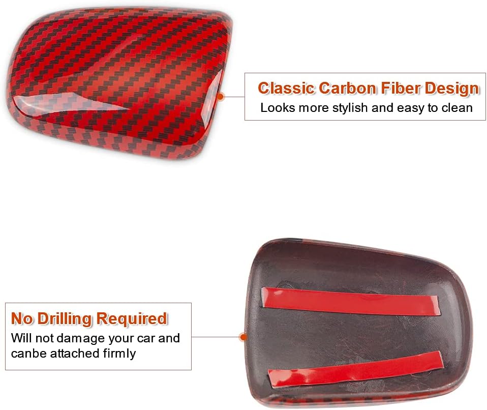 Red Carbon Fiber Gear Shift Knob Cover Trim Q831902