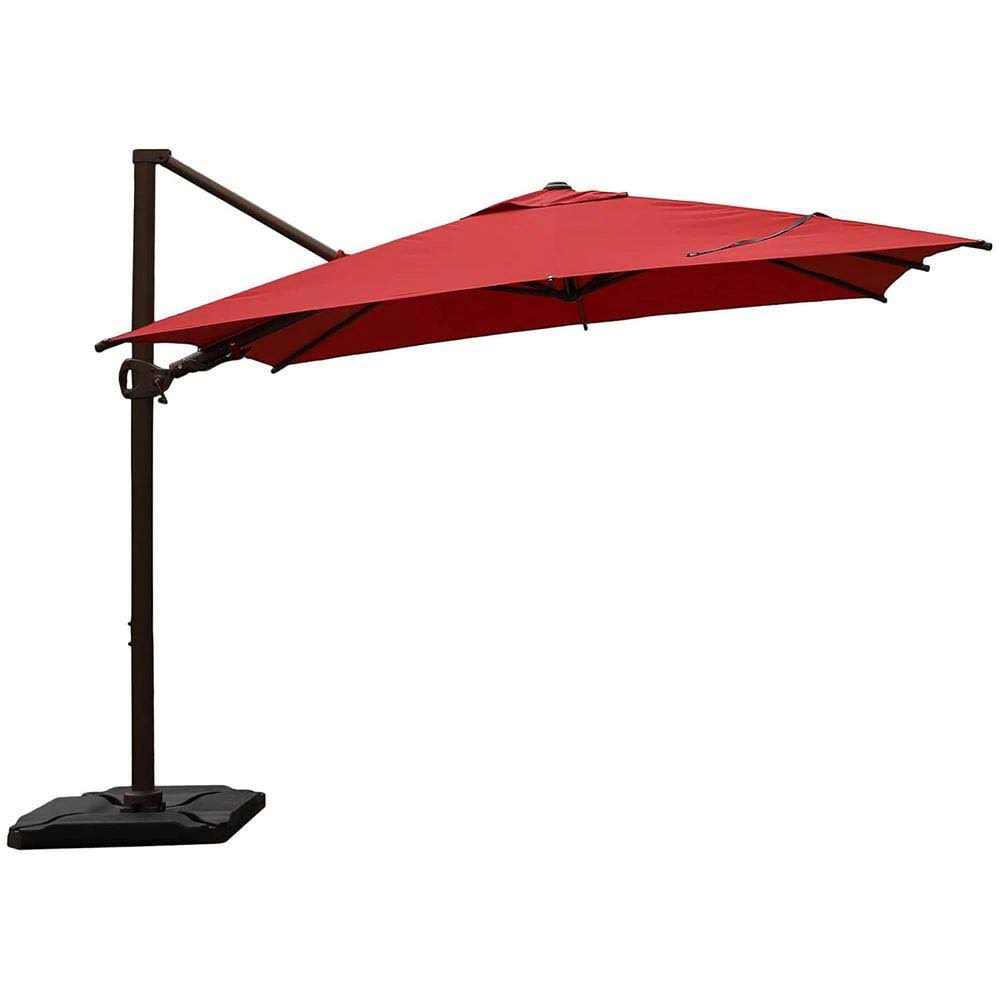 10 ft. x 10 ft. 360-Degree Rotating Aluminum Cantilever Patio Umbrella with Base Weight in Dark Red S69428
