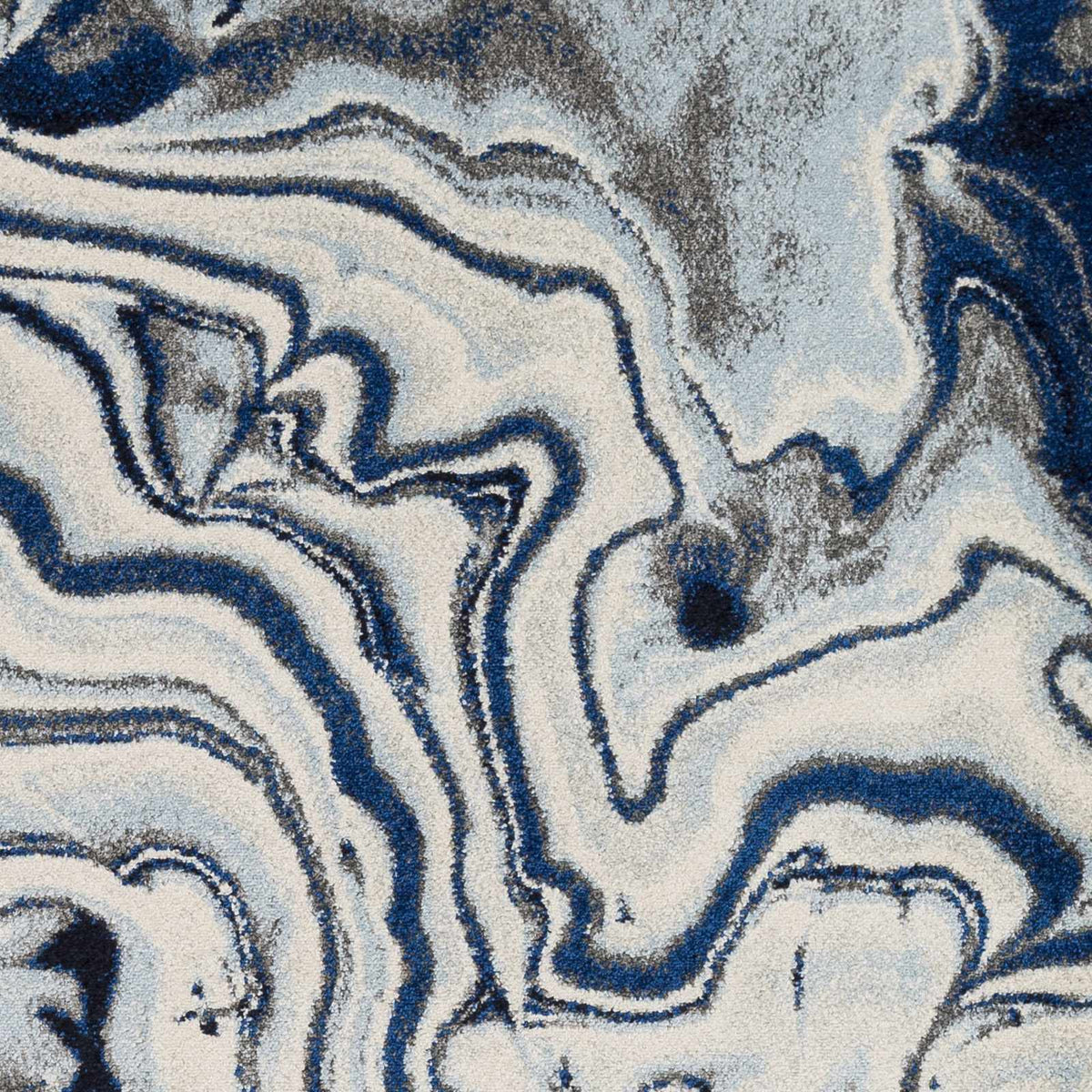 Abstract Coastal Area Rug - Marble Swirl Pattern - Ombre Blue, Royal Blue, Navy Blue, Grey, White - 5'3" x 7'3" V6096