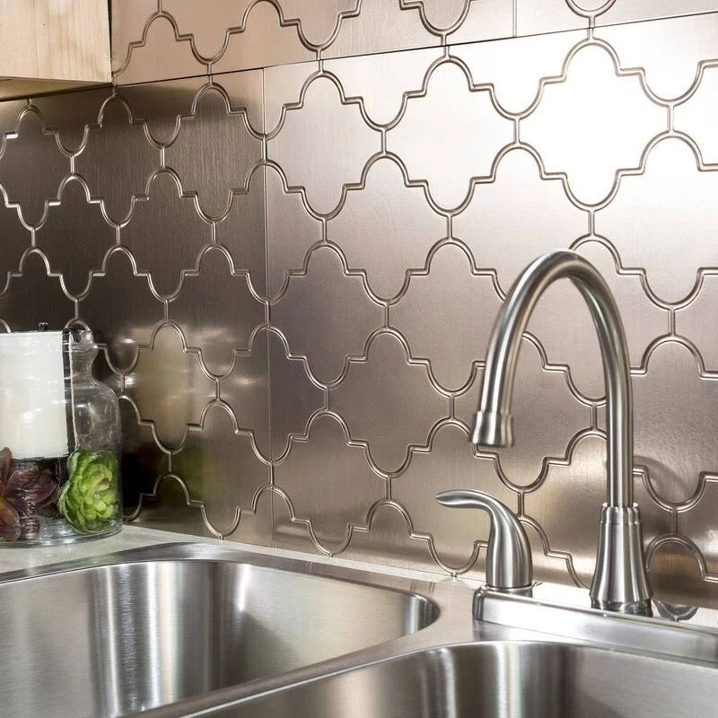 18in x 24in Brushed Nickel Backsplash Panel (5 Pack) Z241