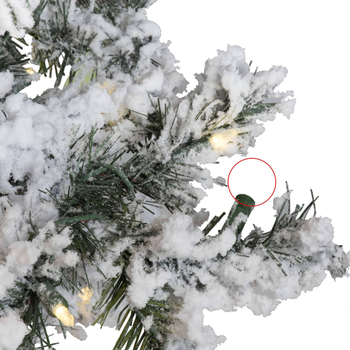 7.5 ft Flocked Alaskan Tree with 900 Warm White LED Lights T4549